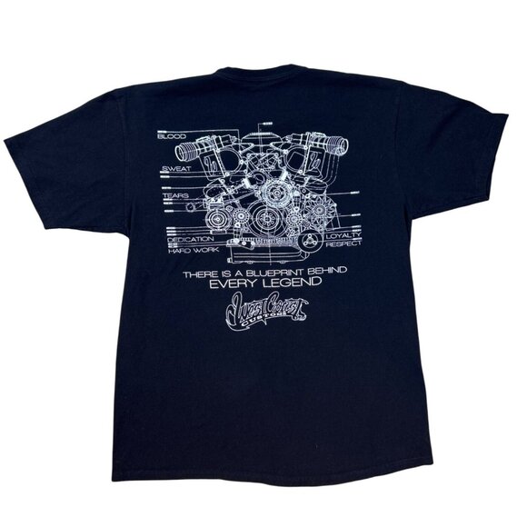 West Coast Customs Men's Black Graphic T-Shirt Engine Blueprint Design L - Picture 1 of 8